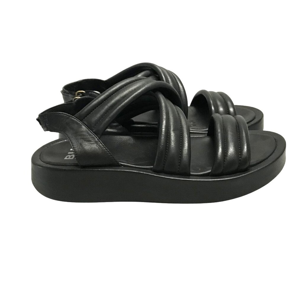 Bueno Womens 9 - 9.5/40 Black Leather Platform Sandals